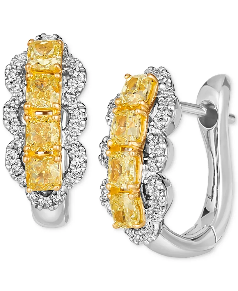 Le Vian Couture Sunny Yellow Diamond (1 ct. t.w.) & Vanilla Diamond (1/5 ct. t.w.) Hoop Earrings in 14k Gold & Platinum