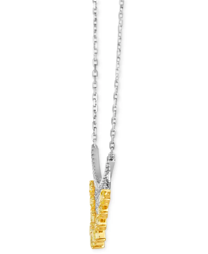 Le Vian Couture Sunny Yellow Diamond (1-7/8 ct. t.w.) & Vanilla Diamond (1 ct. t.w.) Adjustable Statement Necklace in Platinum & 14k Gold