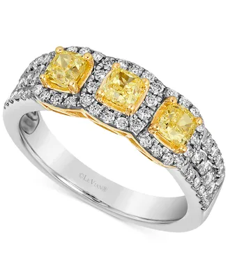 Le Vian Couture Sunny Yellow Diamond (5/8 ct. t.w.) & Vanilla Diamond (3/8 ct. t.w.) Three Stone Ring in Platinum & 14k Gold