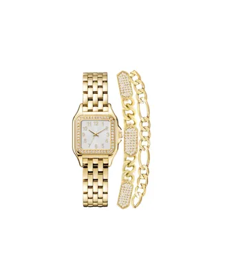 Jessica Carlyle Women's Analog Gold-Tone Metal Alloy Watch 26mm and Set, 3 Pieces
