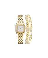 Jessica Carlyle Women's Analog Gold-Tone Metal Alloy Watch 26mm and Set, 3 Pieces