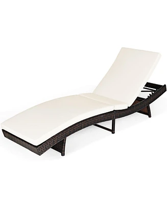 Costway Adjustable Pool Chaise Lounge Chair Outdoor Patio Furniture Pe Wicker