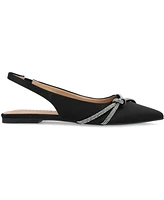 Journee Collection Women's Rebbel Rhinestone Knot Slingback Flats
