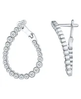 And Now This Crystal Stone Pear Shape Post Hoop Earrings