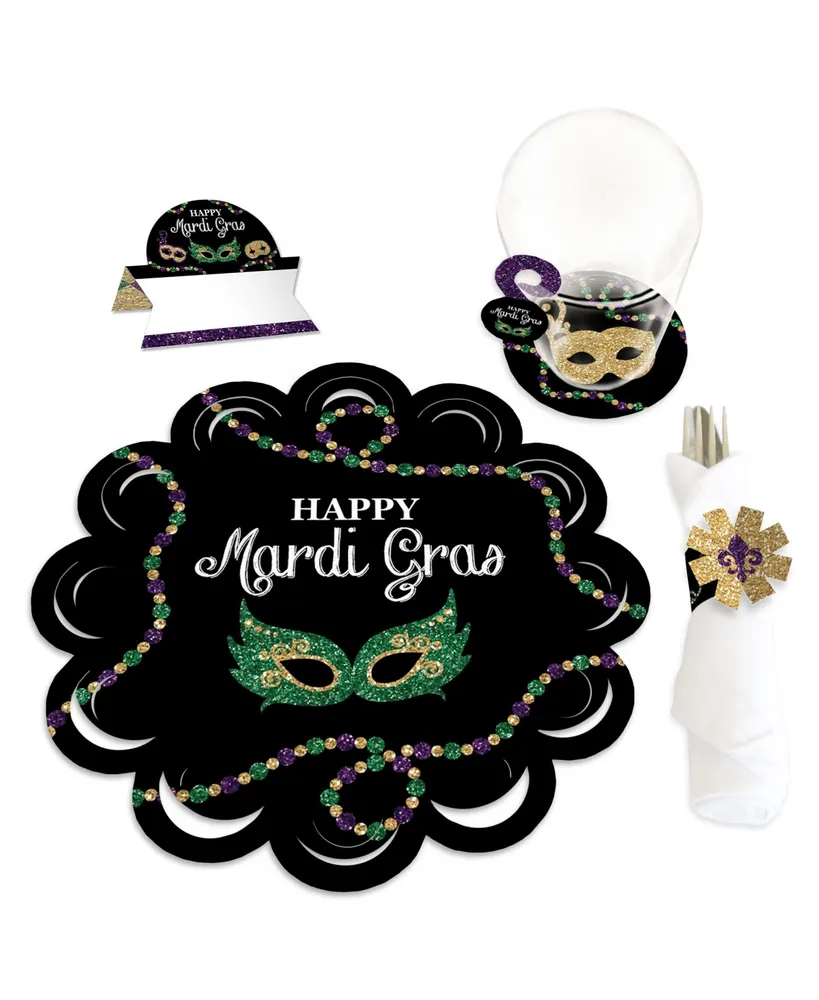 Big Dot of Happiness Mardi Gras - Masquerade Decorations - Tree Ornaments -  Set of 12