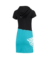 Women's Refried Apparel Black, Teal Jacksonville Jaguars Hooded Mini Dress