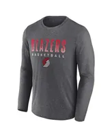Men's Fanatics Heathered Charcoal Portland Trail Blazers Where Legends Play Iconic Practice Long Sleeve T-shirt
