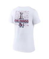 Women's Fanatics White Colorado Avalanche 2022 Stanley Cup Champions Signature Roster V-Neck T-shirt
