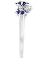 Lali Jewels Sapphire (3/8 ct. t.w.) & Diamond (1/5 ct. t.w.) Flower Ring in 14k White Gold