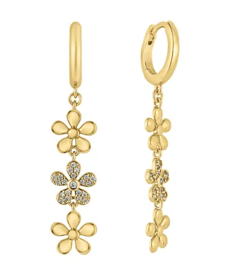 And Now This Cubic Zirconia 18K Gold-Plated Triple Flower Earring