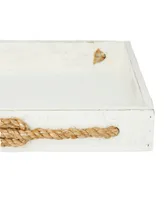 Rosemary Lane Wood Tray with Rope Accents, Set of 2, 19", 16" W