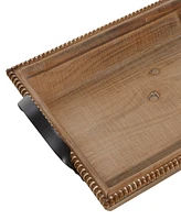 Rosemary Lane Wood Tray with Metal Handles, Set of 3, 20", 24", 27" W