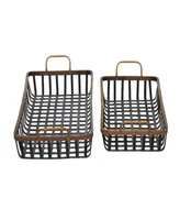 Rosemary Lane Wood Grid Tray, Set of 2, 29", 23" W