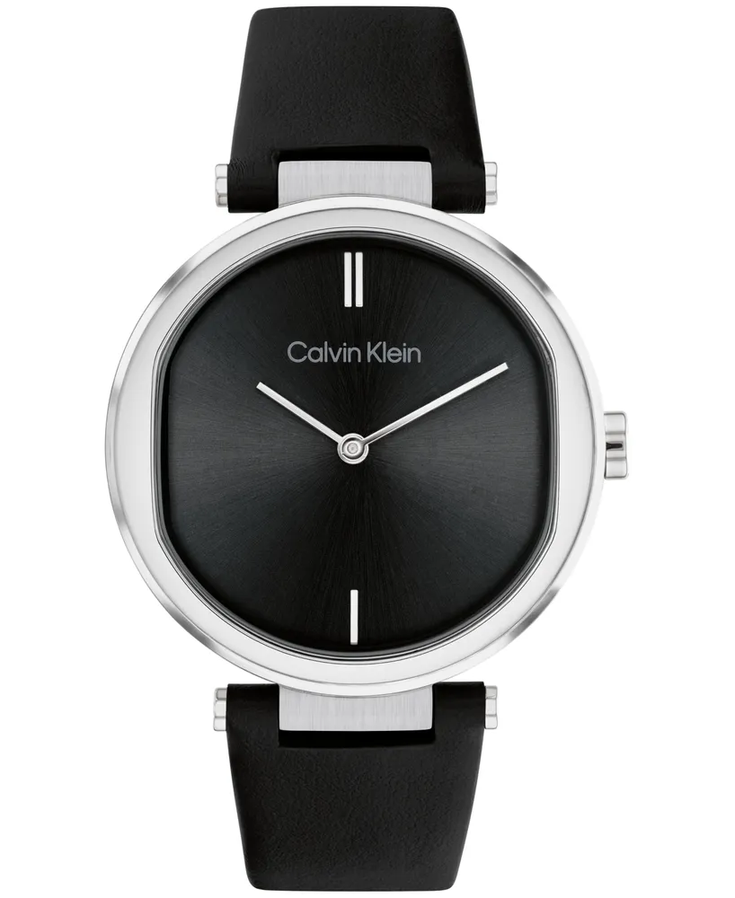 Calvin Klein Women's 2-Hand Black Leather Strap Watch 36mm