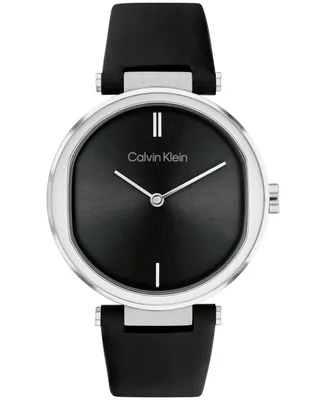 Calvin Klein Women's 2-Hand Black Leather Strap Watch 36mm