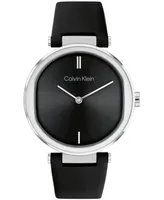 Calvin Klein Women's 2-Hand Black Leather Strap Watch 36mm