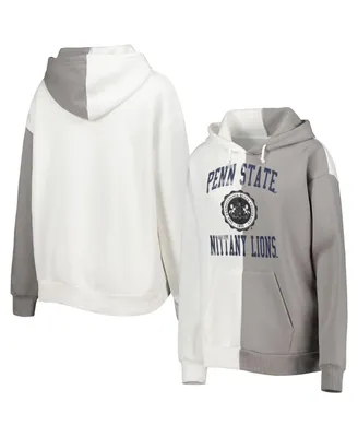 Women's Gameday Couture Gray and White Penn State Nittany Lions Split Pullover Hoodie