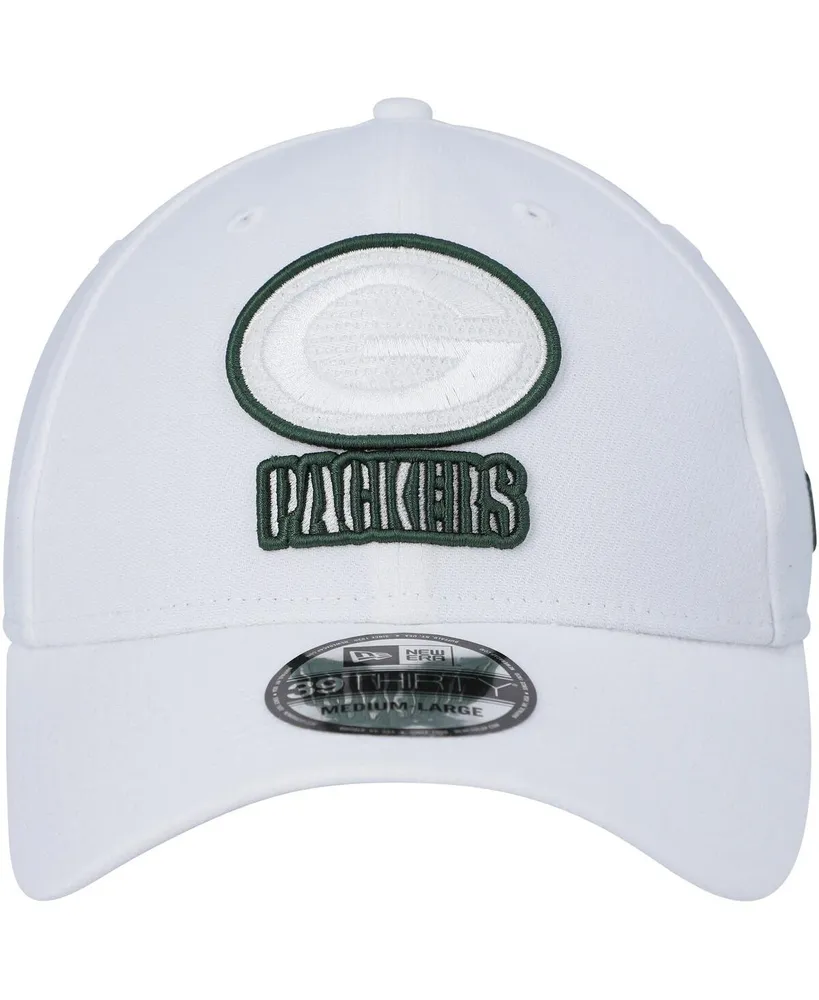 Men's New Era White Green Bay Packers Team Out 39THIRTY Flex Hat