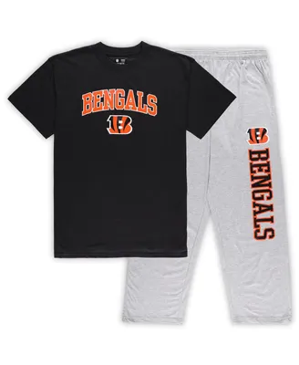 Men's Concepts Sport Black and Heather Gray Cincinnati Bengals Big Tall T-shirt Pants Sleep Set