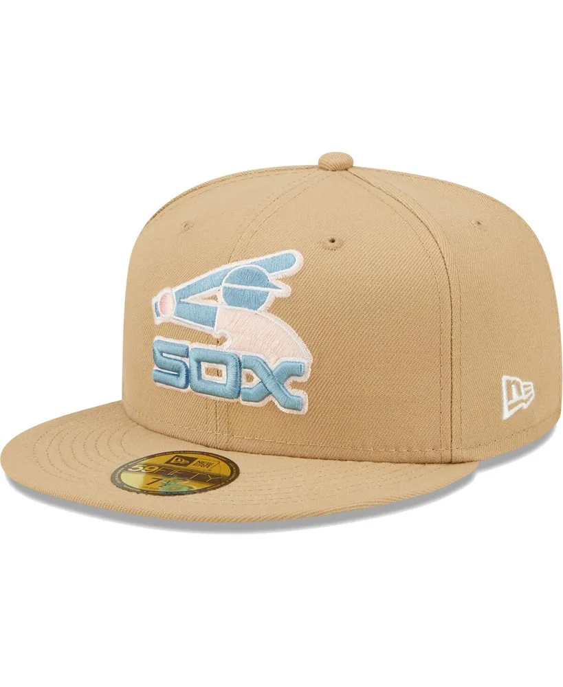 Men's New Era Tan Chicago White Sox 75th Anniversary of Comiskey Park Sky Blue Undervisor 59FIFTY Fitted Hat