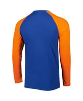 Men's New Era Royal Denver Broncos Throwback Raglan Long Sleeve T-shirt