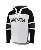 Men's '47 Brand New Orleans Saints Heather Gray Gridiron Lace-Up Pullover Hoodie