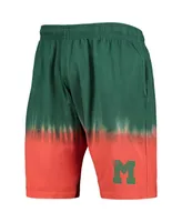 Men's Mitchell & Ness Orange, Green Miami Hurricanes Tie-Dye Shorts