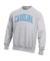 Men's Champion Heathered Gray North Carolina Tar Heels Arch Reverse Weave Pullover Sweatshirt