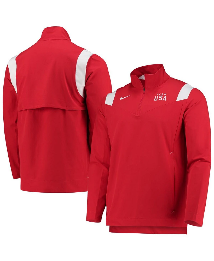 Men's Nike Red Team Usa On-Field Quarter-Zip Jacket
