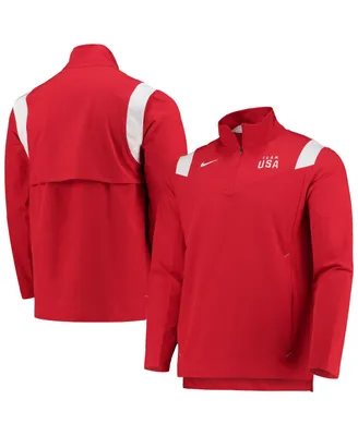 Men's Nike Red Team Usa On-Field Quarter-Zip Jacket