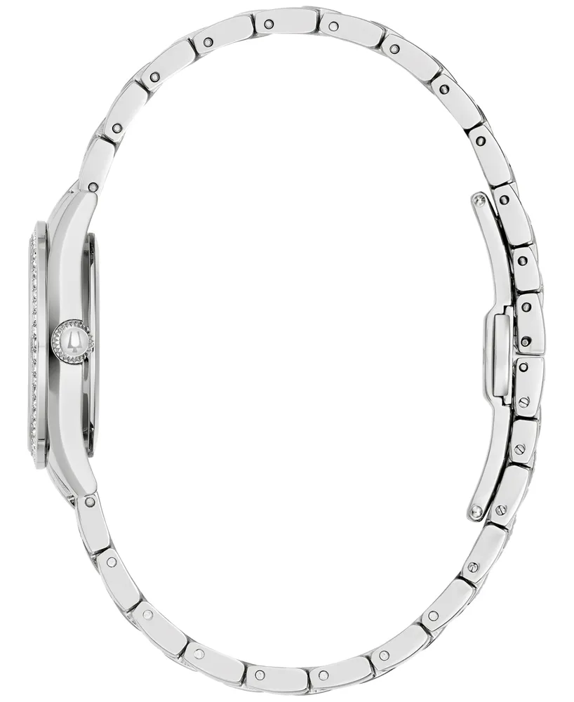 Bulova Women's Crystal Stainless Steel Bracelet Watch 29mm - Silver