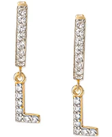 Giani Bernini Cubic Zirconia Initial Dangle Hoop Earrings in 18k Gold-Plated Sterling Silver, Created for Macy's