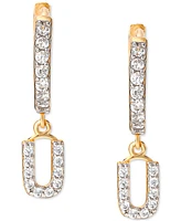 Giani Bernini Cubic Zirconia Initial Dangle Hoop Earrings in 18k Gold-Plated Sterling Silver, Created for Macy's