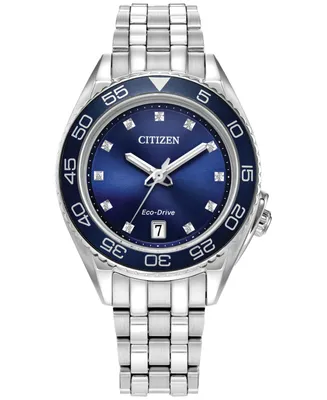 Citizen Eco-Drive Women's Sport Luxury Diamond Accent Stainless Steel Bracelet Watch 35mm - Silver