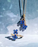 Le Vian Blueberry Sapphire (1-1/2 ct. t.w.) & Nude Diamond (1/10 ct. t.w.) Flower 18" Pendant Necklace in 14k Rose Gold