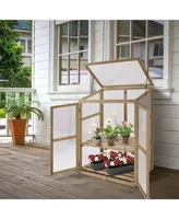 Costway Garden Portable Wooden GreenHouse Cold Frame Raised Plants Shelves Protection