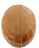 Rosemary Lane 24" x 24" x 18" Leather Moroccan Floral Stitching Pouf