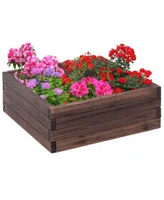 Costway Square Raised Garden Bed Flower Vegetables Seeds Planter Kit Elevated Box