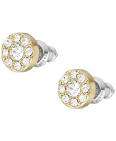 Fossil All Stacked Up Clear Glass Gold-Tone Stud Earrings