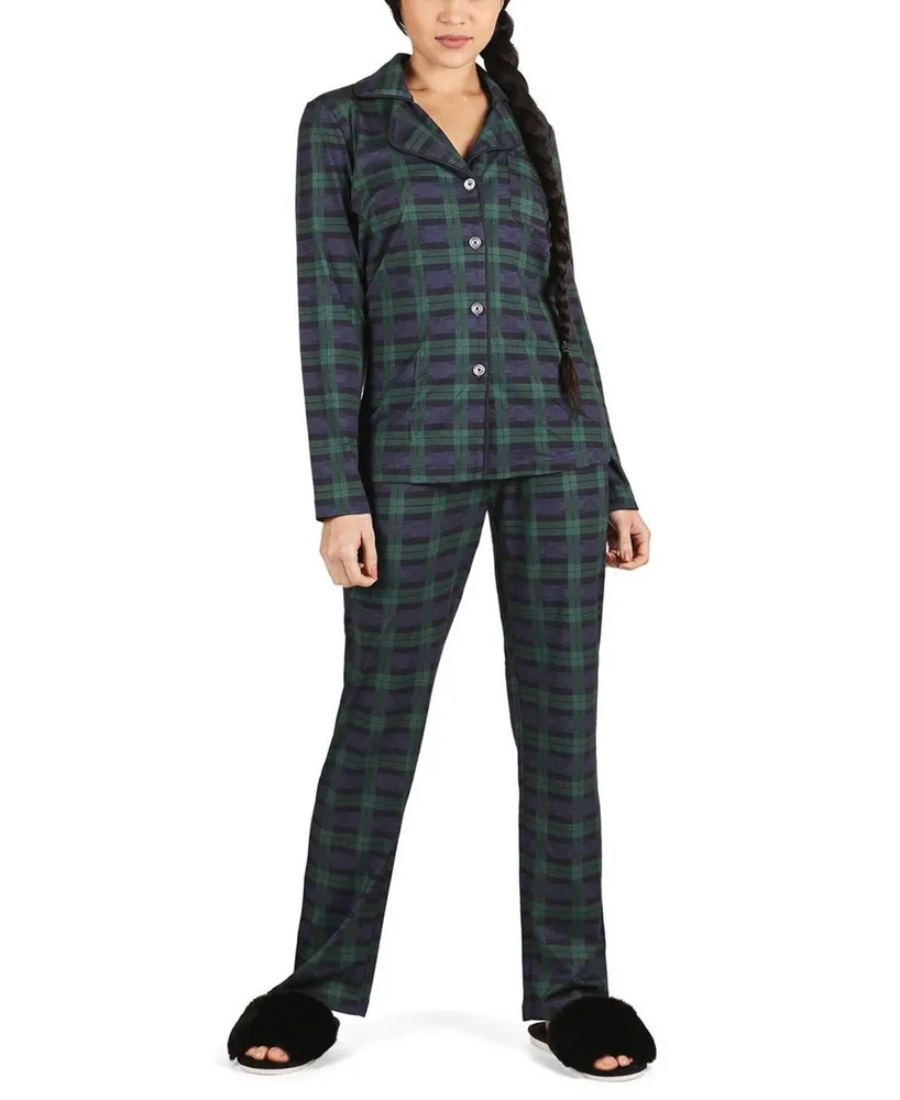 Ambrielle Womens Plus Crew Neck Long Sleeve 2-pc. Pant Pajama Set