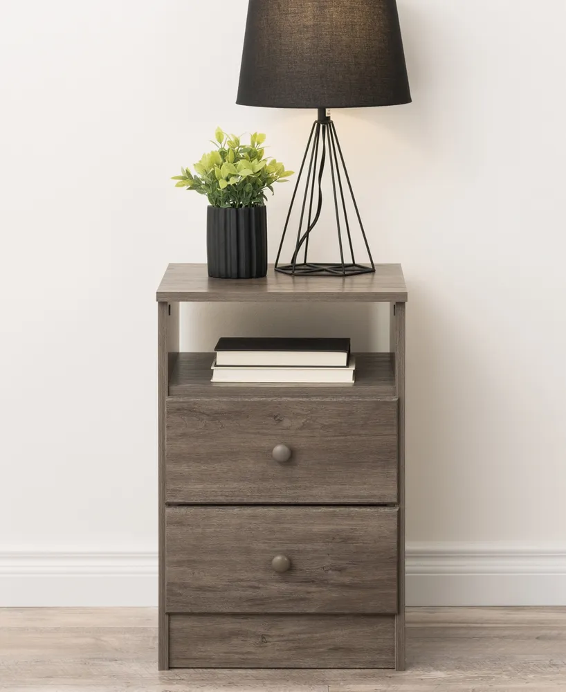 Prepac Astrid 2-Drawer Nightstand with Open Shelf