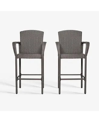 WestinTrends Outdoor Wicker Bar Stools Set of 2