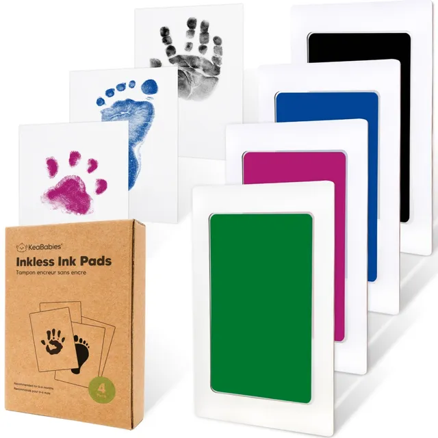 Keababies 4pk Inkless Ink Pad For Baby Hand And Footprint Kit, Clean Touch  Dog Paw, Nose