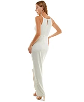 Bcx Juniors' High Slit Asymmetrical Sequin-Trim Gown, Created for Macy's