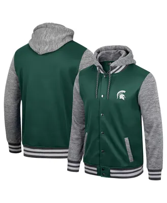 Men's Colosseum Green Michigan State Spartans Robinson Hoodie Full-Snap Jacket
