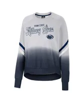 Women's Colosseum Gray Penn State Nittany Lions Cue Cards Dip-Dye Raglan Pullover Sweatshirt