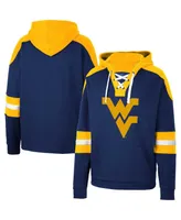 Men's Colosseum Navy West Virginia Mountaineers Lace-Up 4.0 Pullover Hoodie