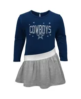 Girls Infant Navy, Heather Gray Dallas Cowboys Heart to Heart Jersey Tri-Blend Dress