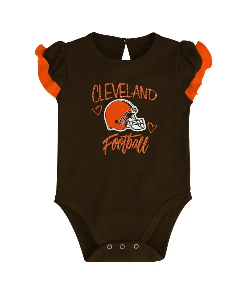 Newborn and Infant Boys Girls Brown, Orange Cleveland Browns Too Much Love Two-Piece Bodysuit Set