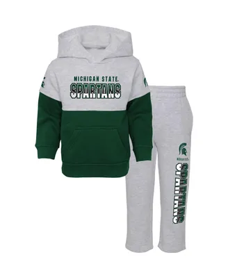 Toddler Boys Heather Gray, Green Michigan State Spartans Playmaker Pullover Hoodie and Pants Set